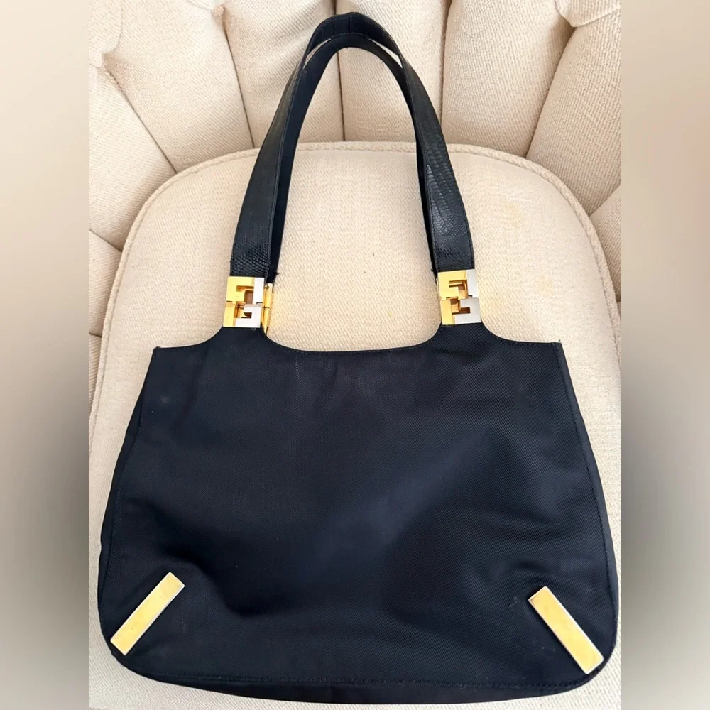 Fendi Vintage Lizard-Trimmed Shoulder Bag - Picture 9 of 13